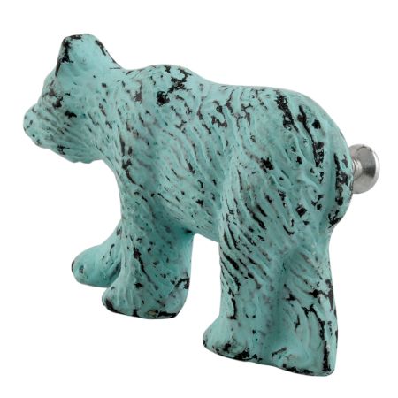 Antique Sage Green Bear Iron Dresser Knob